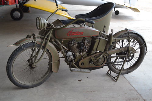 WWI-era Indian motorcycle with sidecar