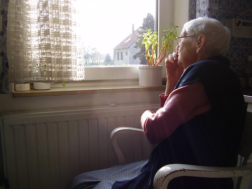 Elderly woman + her view