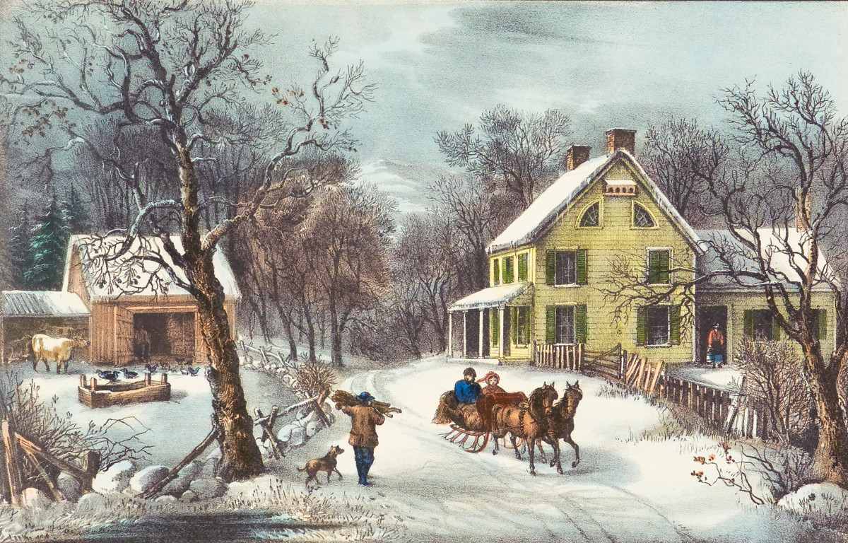 American Homestead Winter. Published by Currier & Ives, 1868