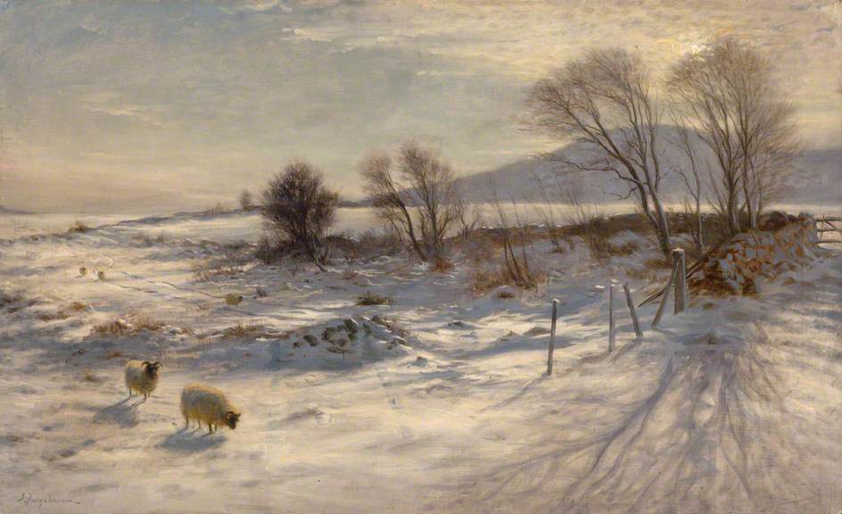 When snow the pasture sheets by Joseph Farquharson, 1915