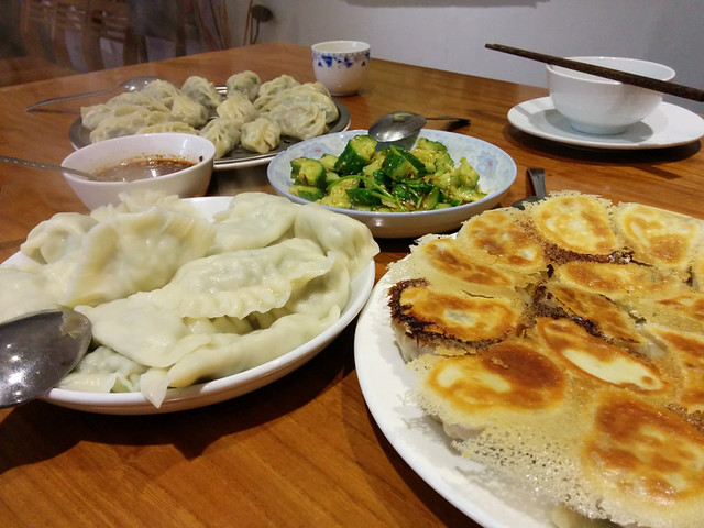 the final feast -- steamed, boiled and pan fried dumplings!