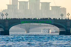 Bridges Not Walls - London banner drop 20 Jan 2017