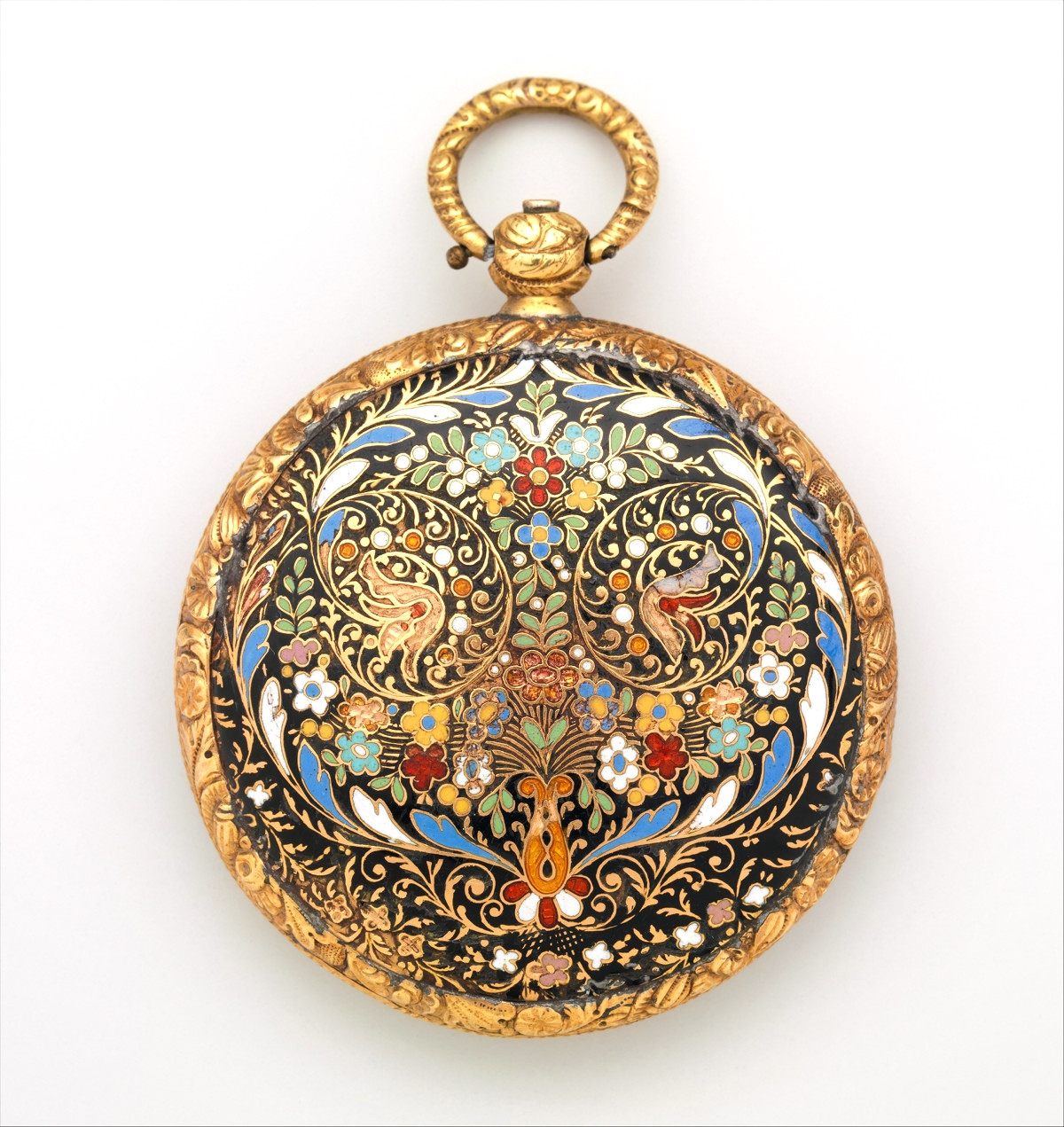 1820. Watch. Swiss, Geneva. Case of gold and enamel, with floral design. metmuseum