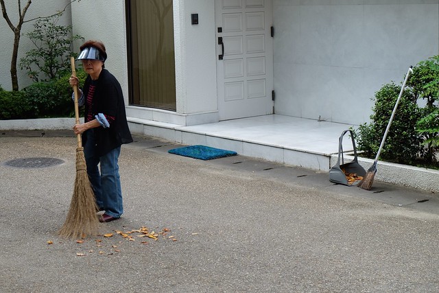 Japanese lady sweeping