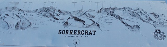 Gornergrat Mountain Peaks Map zermatt