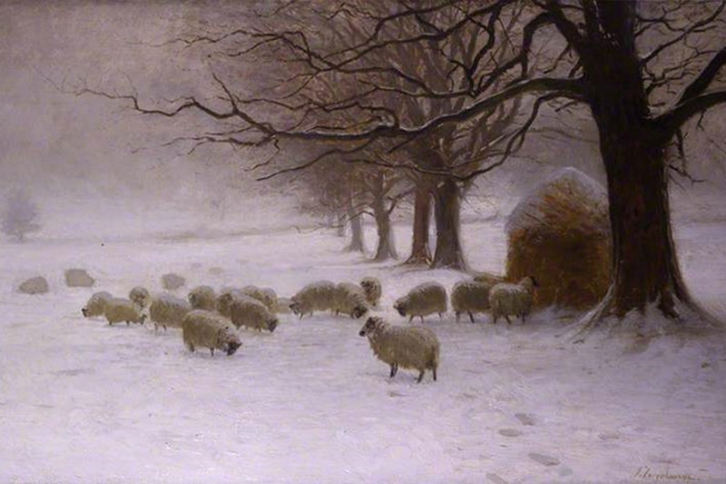 Sheep in a Snowstorm by Joseph Farquharson, 1893