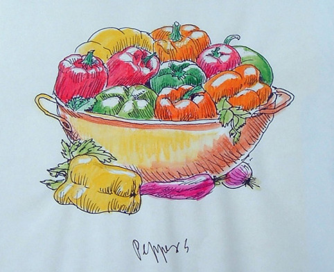 peppers // pimientos (morrones, ajíes, pimentones) - sketch by Frank.Hilzerman
