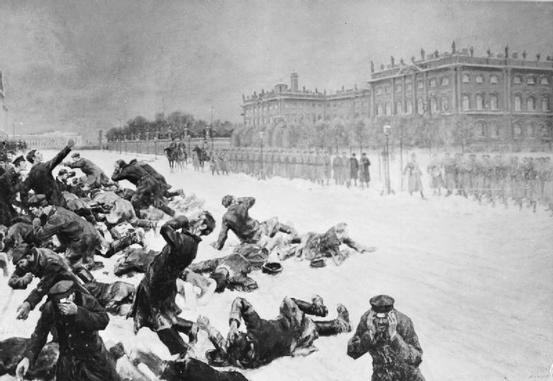 Artistic impression of Bloody Sunday in St Petersburg, Russia
