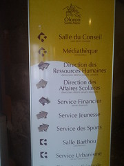 Sign in the town hall in Oloron Sainte-Marie