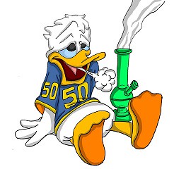 Donald Duck smoking a chillum pipe
