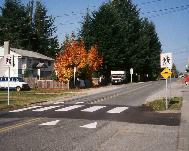 Raised crosswalk on rural cross-section