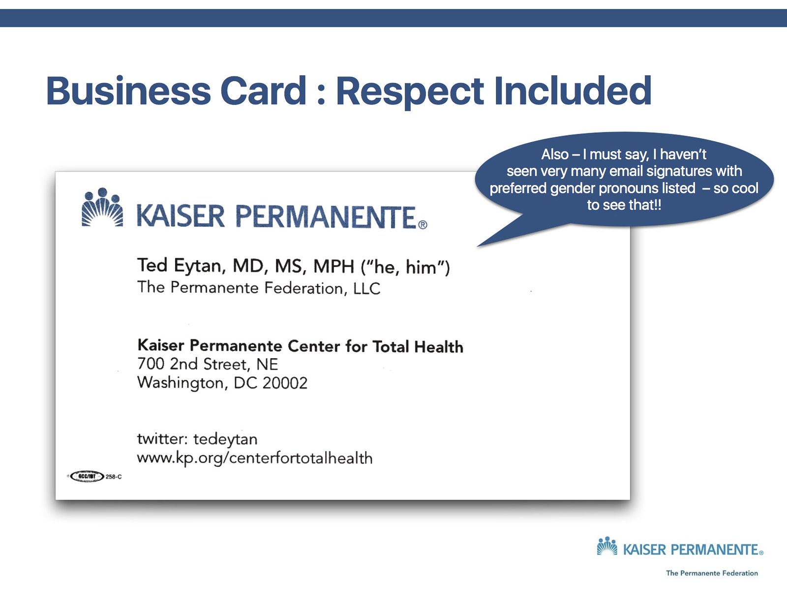 Ted Eytan MD Business Card with Pronouns