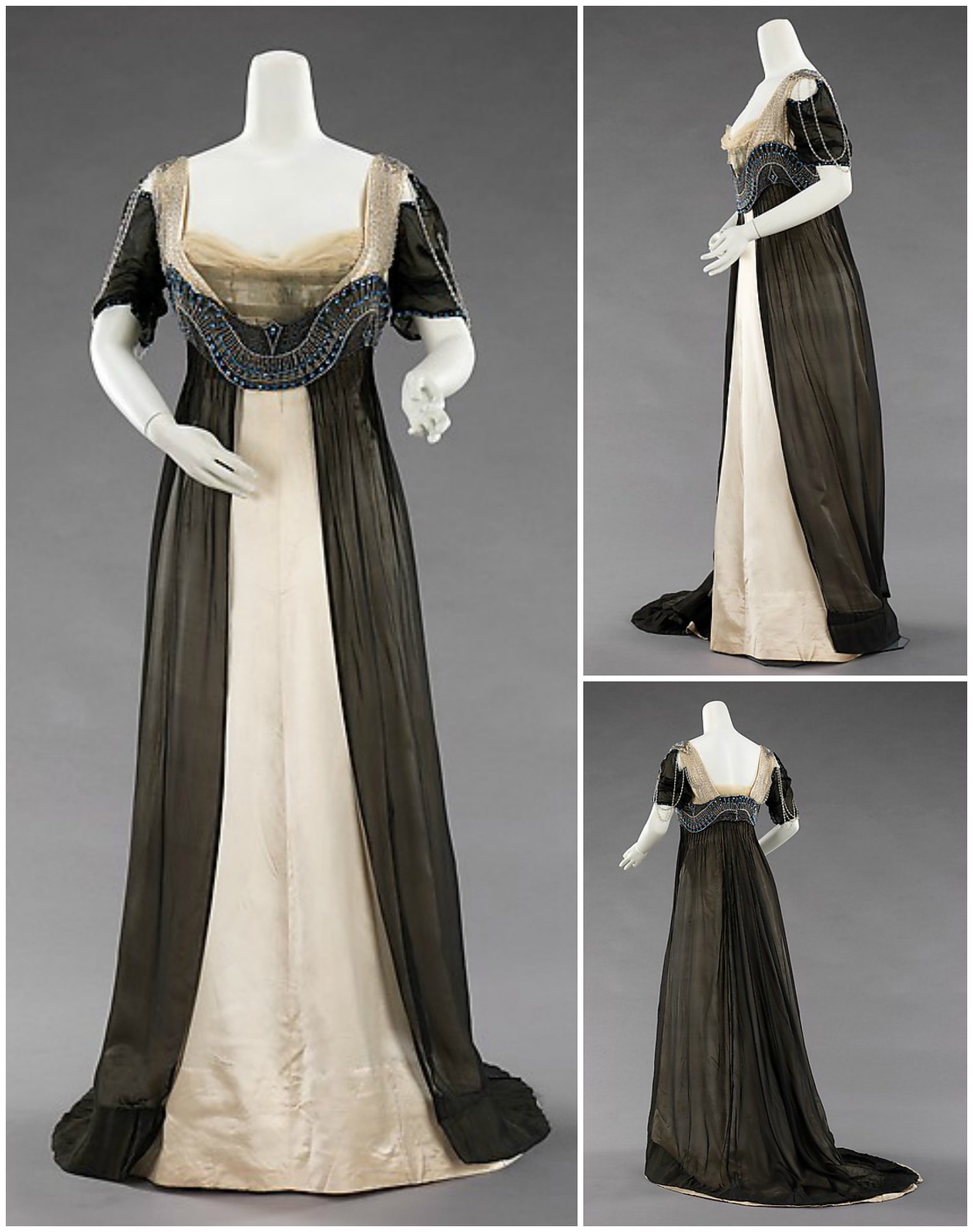 1911 Evening Dress. Silk, metal, glass. metmuseum