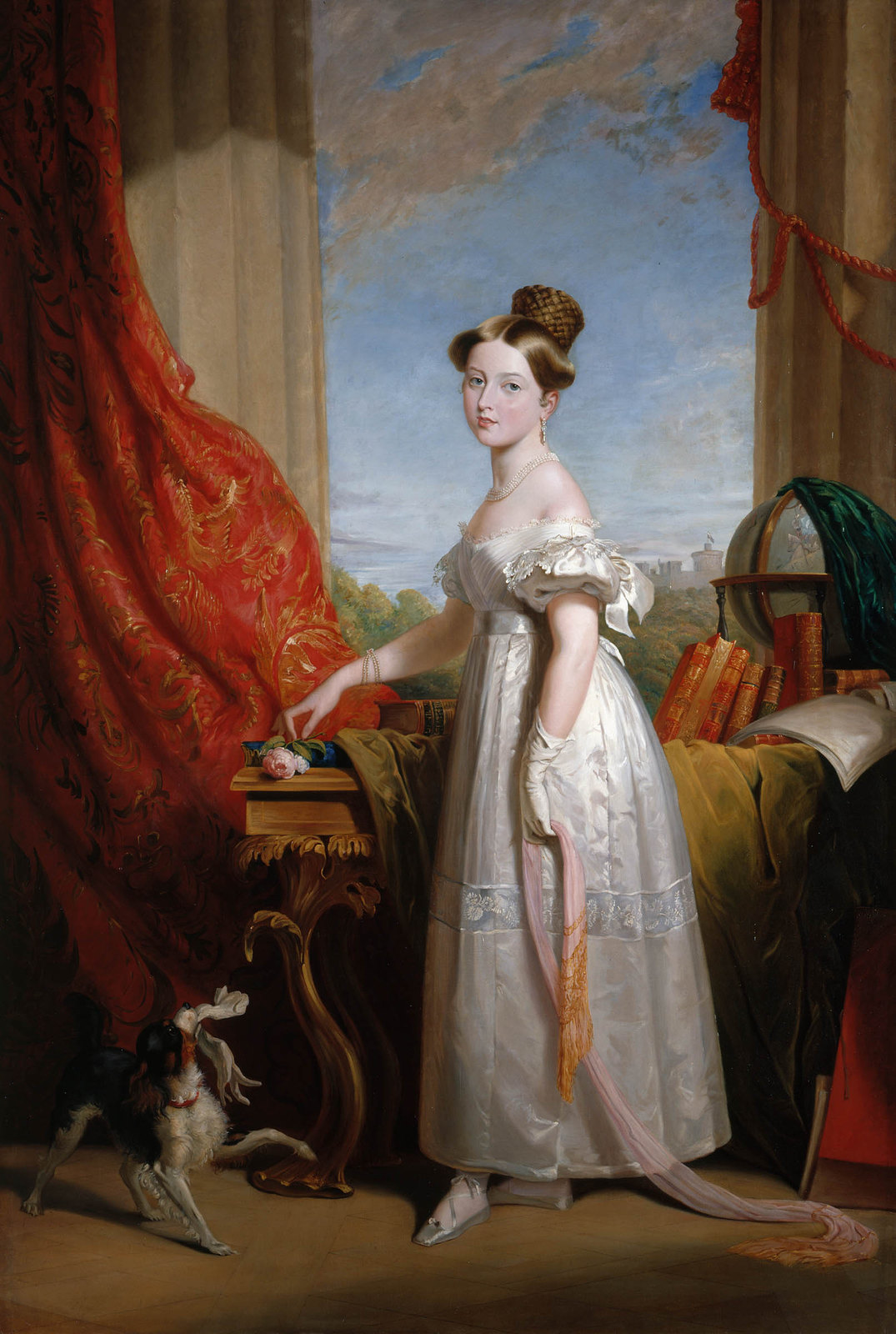 Portrait of Princess Victoria of Kent (later Queen Victoria, Empress of India) with her spaniel Dash after George Hayter