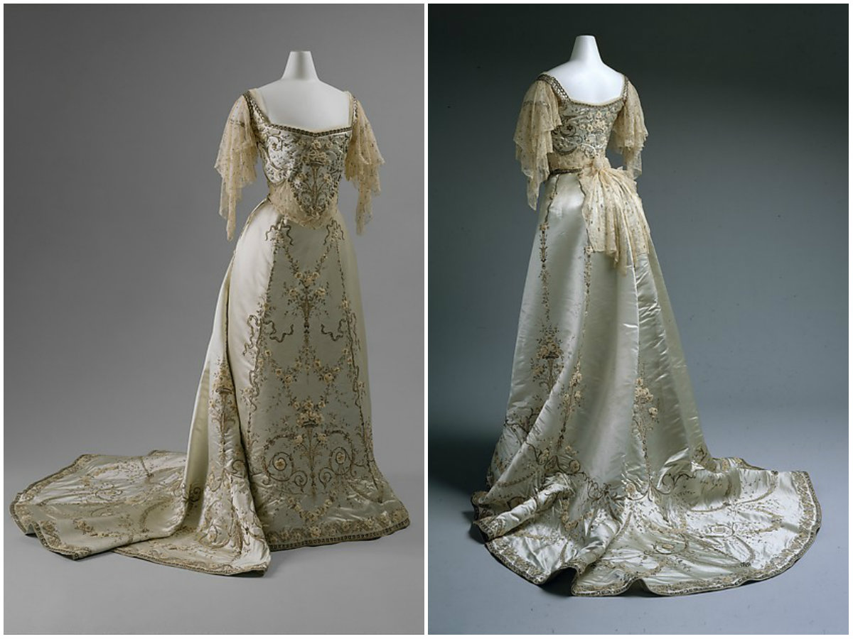 1900. Ball Gown. Silk, cotton, metallic thread, glass, metal. metmuseum
