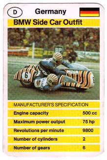 BMW Side Car Outfit Top Trumps card