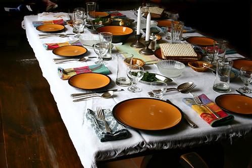Seder table for Passover dinner