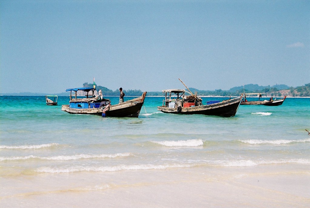 Fishing boats at Ngapali beach