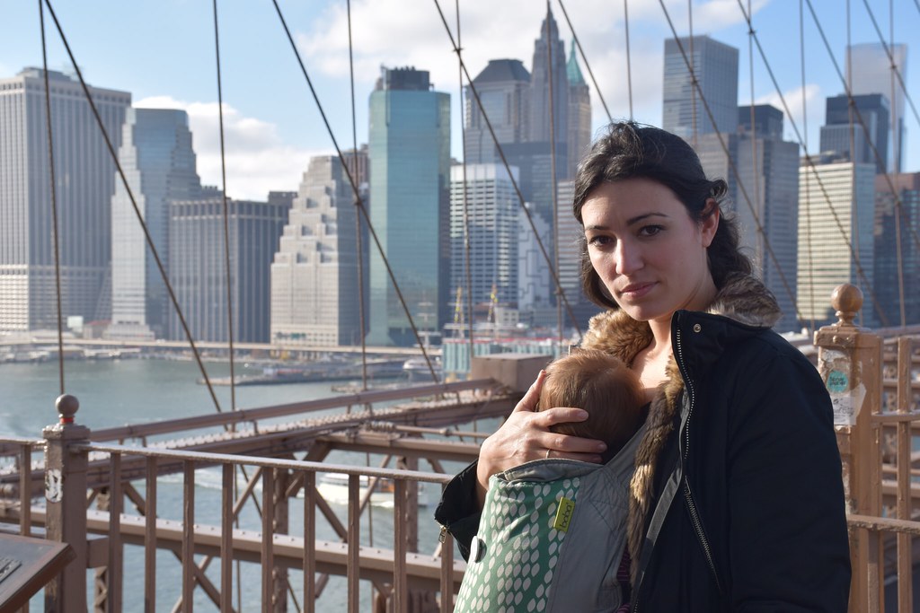 Con Eva en el puente de Brooklyn (Nueva York), embarazada de cuatro meses y medio.