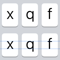 Lowercase keyboard letters are challenging to align vertically