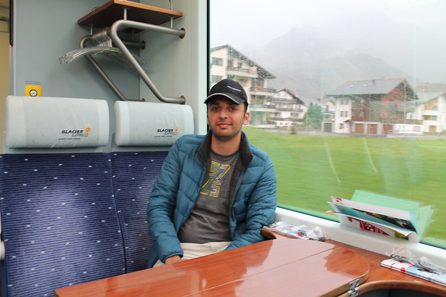 zaid in Glacier Express to St Moritz Switzerland