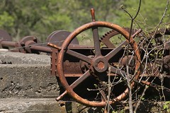 Sluice gate control wheel, Robert Noble flour-mill dam, 1912 - Norval, Halton Hills, Ontario