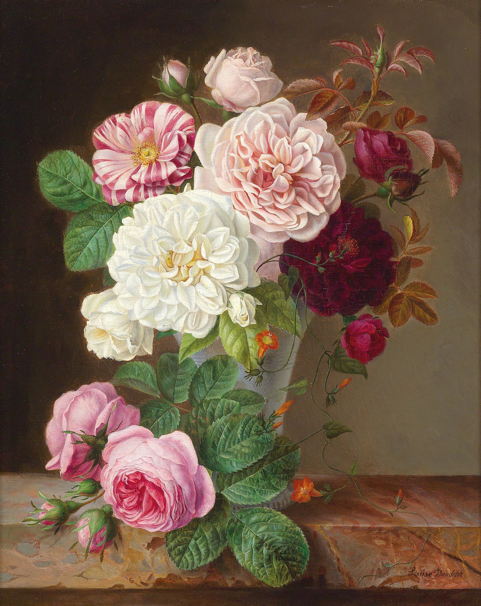 Still Life with Roses by Louise Dandelot, 1866