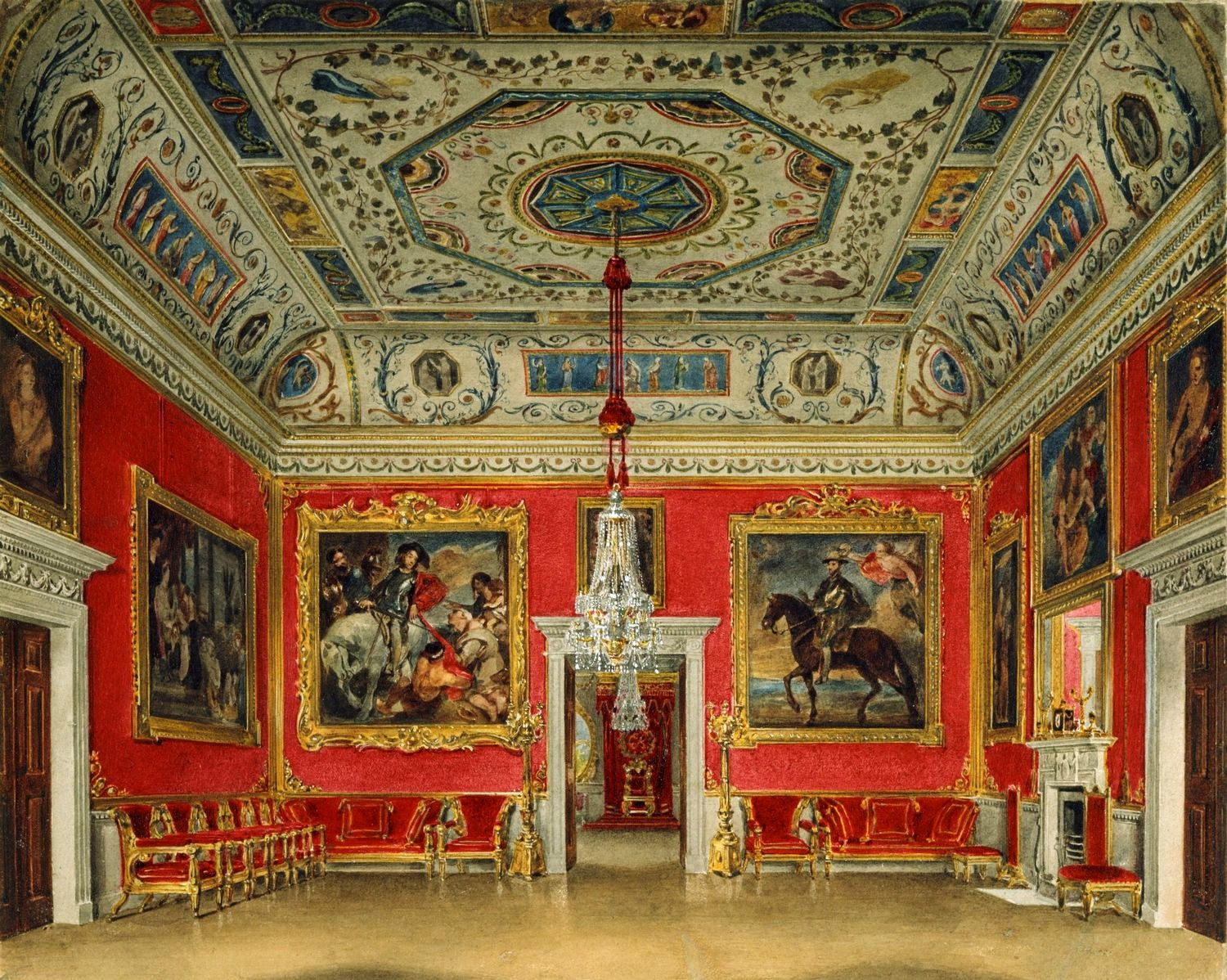 A view of the Crimson Drawing Room at Buckingham House