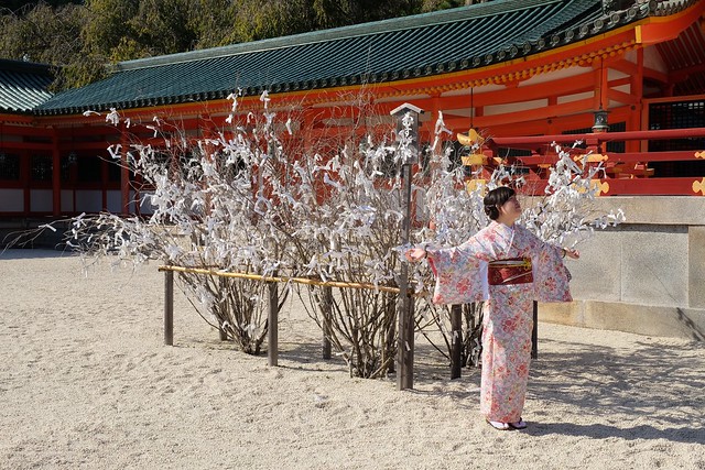 Japanese lady happy to be at Heian Shrine