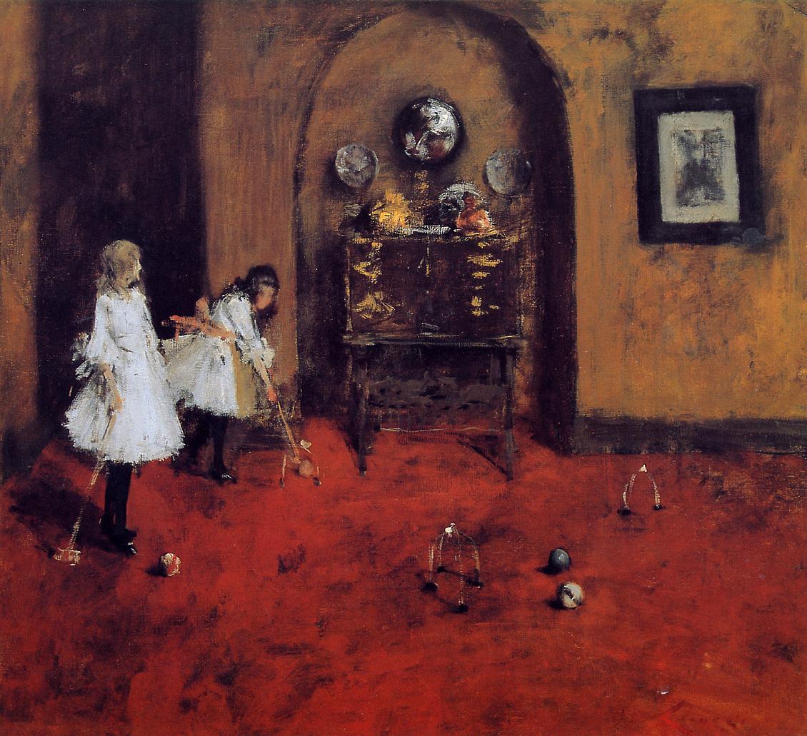 Children Playing Parlor Croquet by William Merritt Chase, c.1888