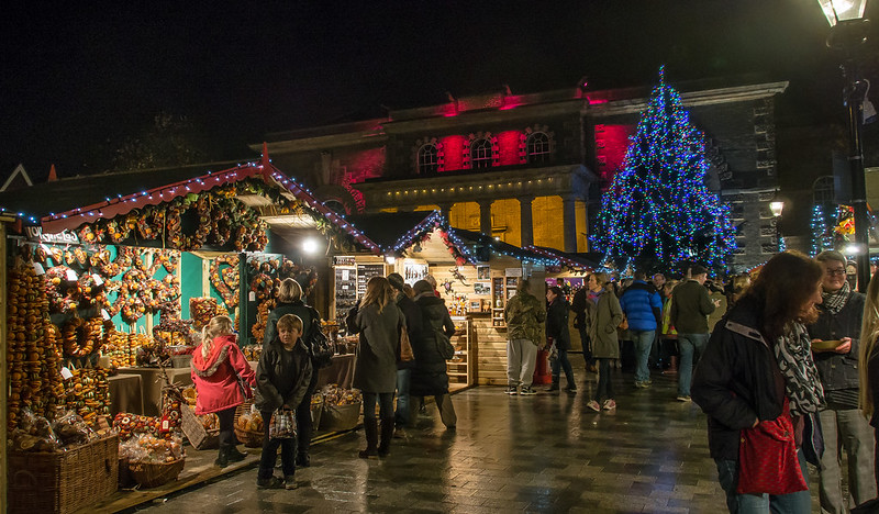 Christmas market in Salisbury, England. Credit Anguskirk