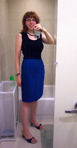 Blue Wool Tweed Pencil Skirt (sewn from Sew Fast, Sew East computer fit pattern)