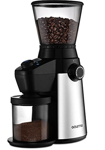 Gourmia GCG195 Stainless Steel Electric Coffee Grinder with Adjustable Cup Size, 15 Fine / Coarse Grind Size Settings