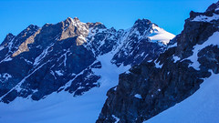 Na lodowcu Vadretta di Scerscen Superiore - Piz Scerscen 3971m, schronisko Marco e Rosa 3600m.