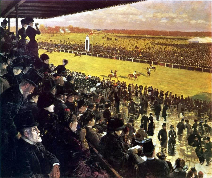 The Races at Longchamps from the Grandstand by Giuseppe de Nittis, 1883