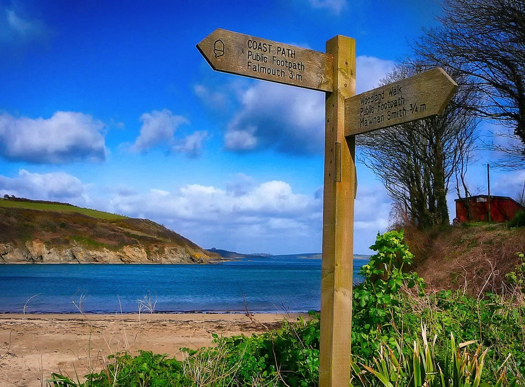 Signpost on the South West Coast Path at Bareppa, Cornwall. Credit Tim Green, flickr