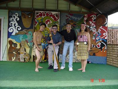 With the Maori performers at Rotorua
