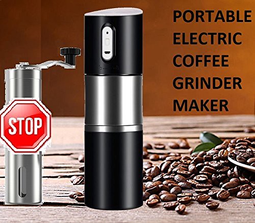 MegApple Premium Portable Electric Coffee Burr Grinder/Maker | Battery Operated | Adjustable Coarseness | with Stainless Steel Cup and USB Charge | Perfect for Home, Office,and Outdoor (Black) For Sale