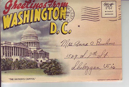 Greetings from Washington, DC 1945 Postcard Folder Linen Vintage (item 230017469602