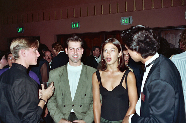 Terry Genz with Justine Bateman at the APLA benefit 9 7 90 Permission