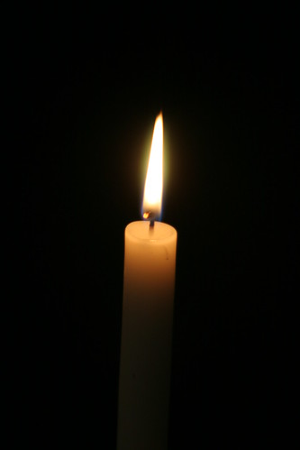 Lit candle in the church