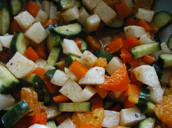 Jicama Salad with cucumber and bell peppers