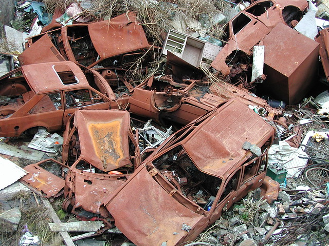 Rusty Cars Rubbish Tip Inner Hebrides Scotland rusted cars