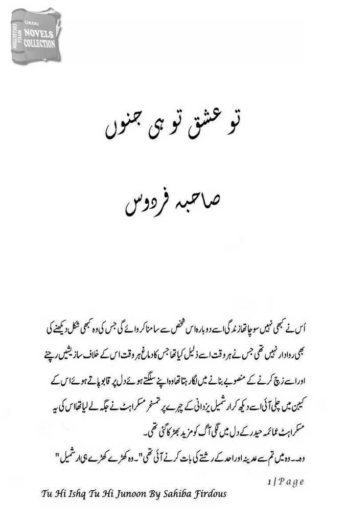 Tu Hi Ishq Tu Hi Junoon Complete Novel By Sahiba Firdos