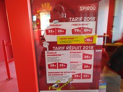 Parc Spirou Price Board July 2018