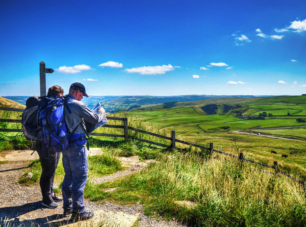 Surveying the route from Mam Tor (Mother Hill), the Peak District. Credit Baz Richardson, flickr