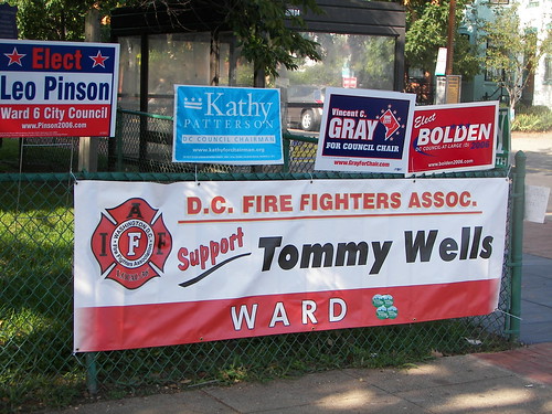 Signs at the Hine School polling site