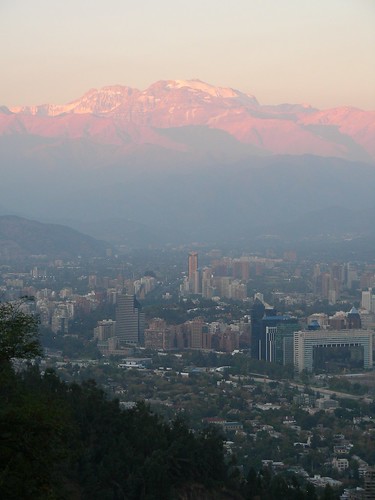chile santiago sunset skyline view andes