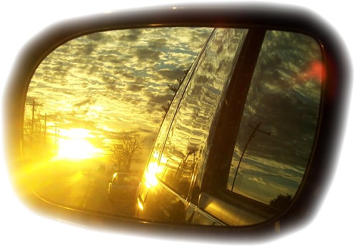 sunset orange yellow mirror rays rearview twtme