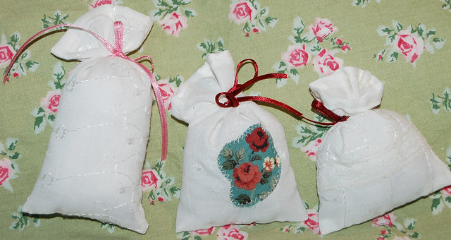 Ribbon Embroidery on lavender bags